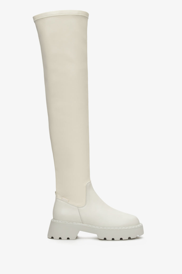 Women's Light Beige Boots with Elastic Shaft Estro ER00113297.