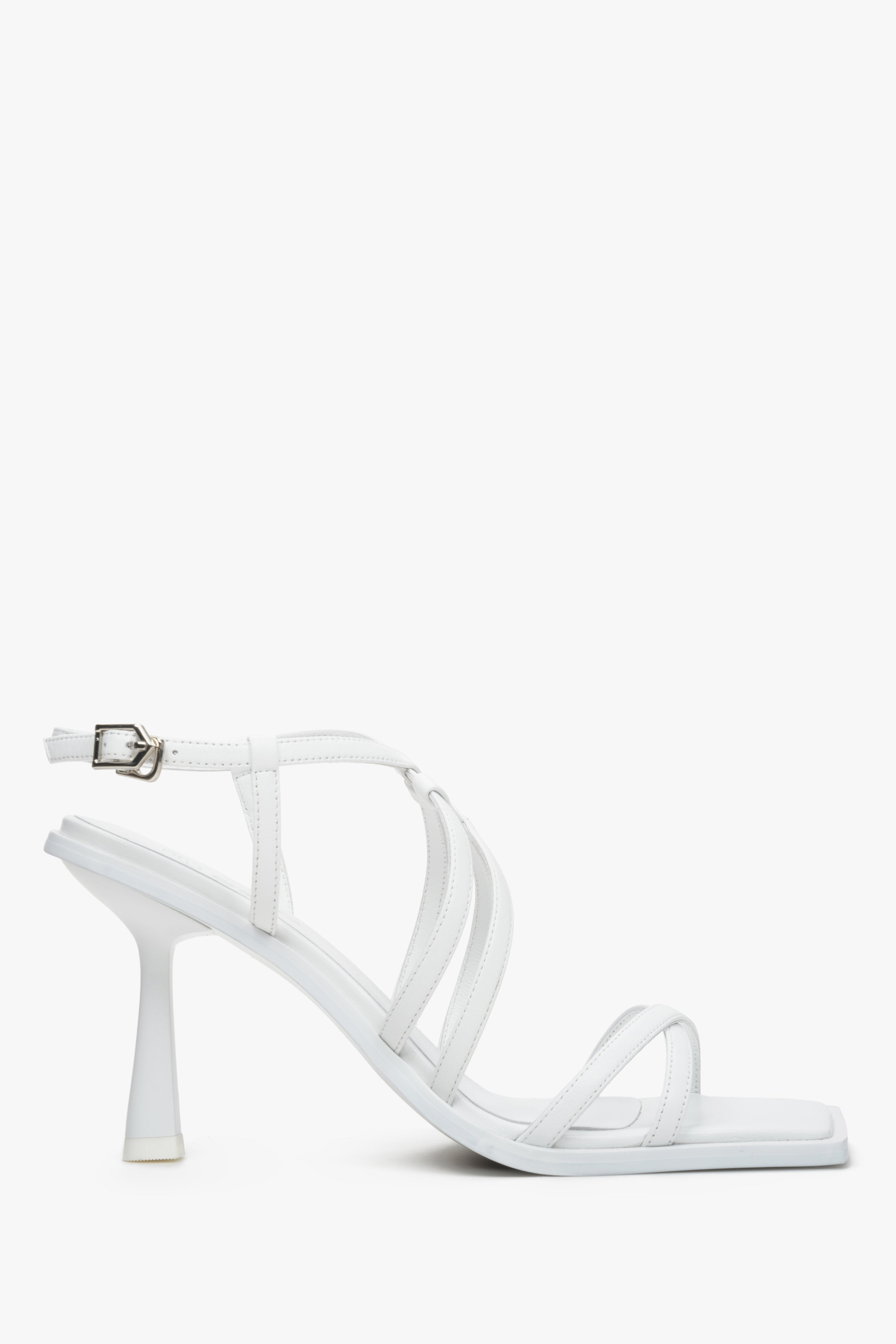 Women's White Strappy Stiletto Sandals Estro ER00113347