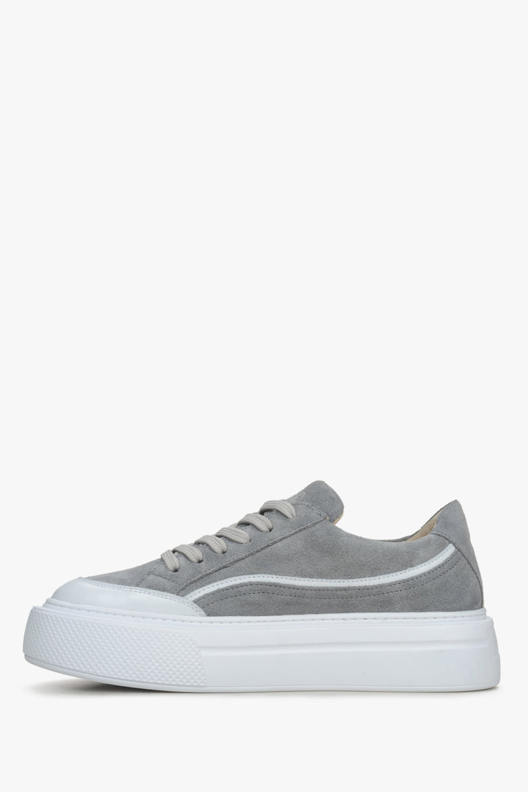 Estro grey velour women's sneakers - side profile.