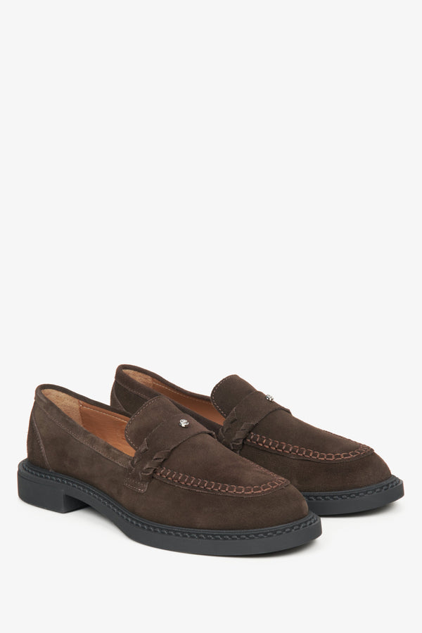 Brown women's loafers by Estro.