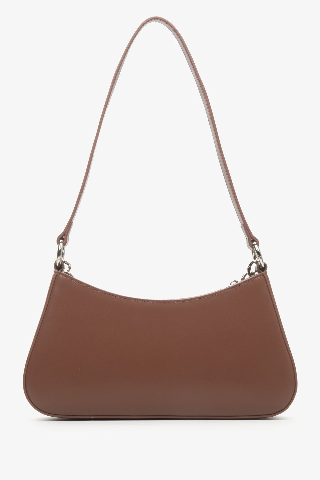 Women's brown leather baguette bag by Estro.