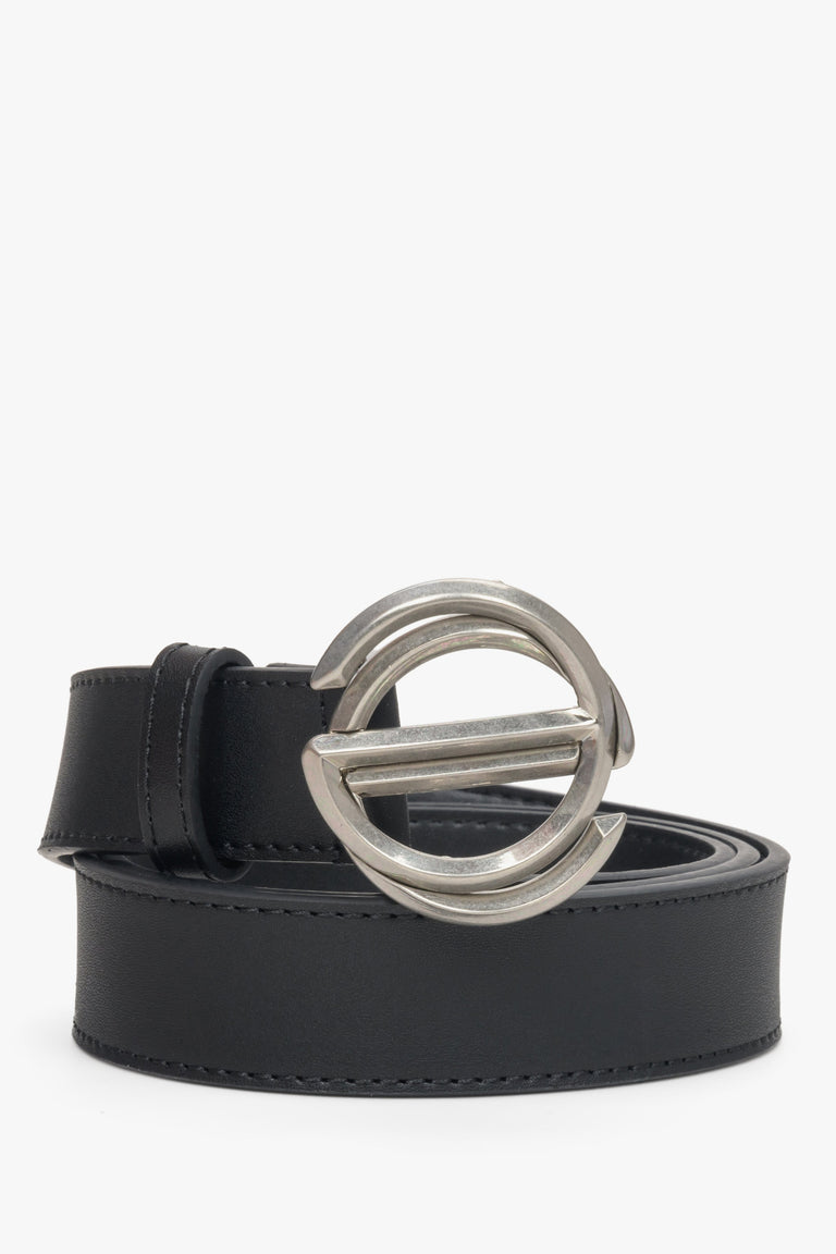 Black women's belt with silver buckle Estro.