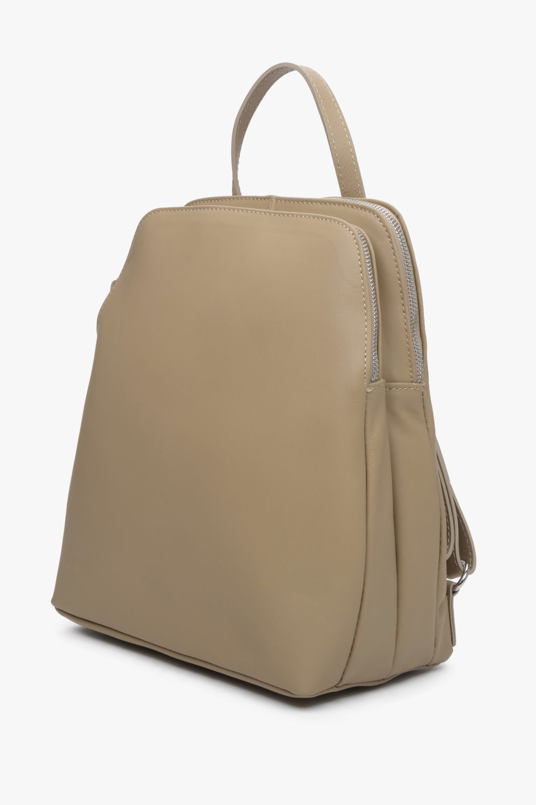 Women's beige leather backpack by Estro.