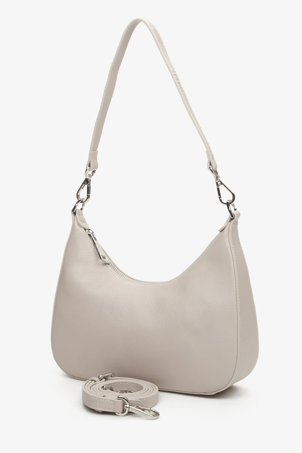 Women s Light Beige Leather Baguette Bag ESTRO Online Store