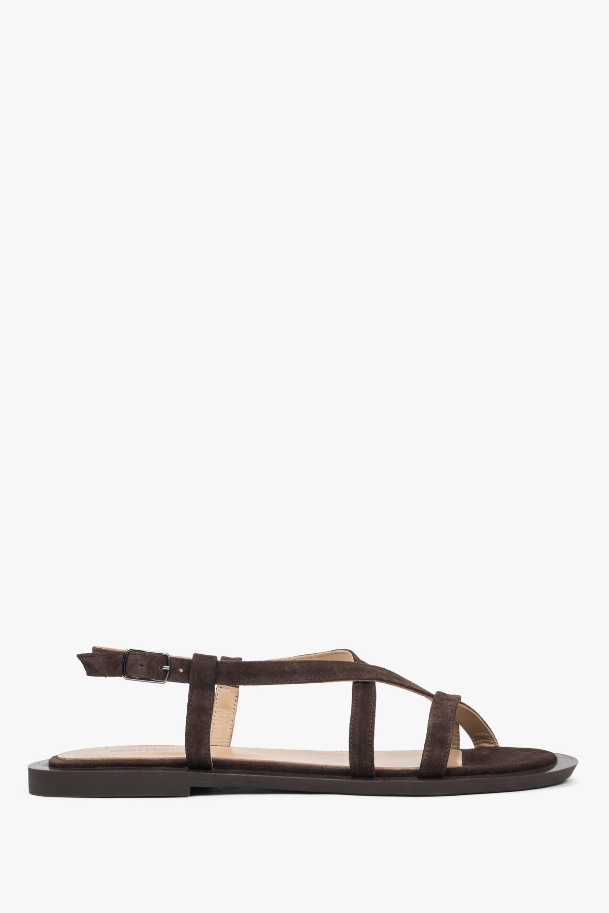 Women's Brown Sandals made of Genuine Velour with a Crisscross Strap Estro ER00117386.