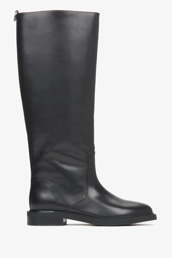 Women's Black Knee-High Boots with Wide Shaft Estro ER00115917