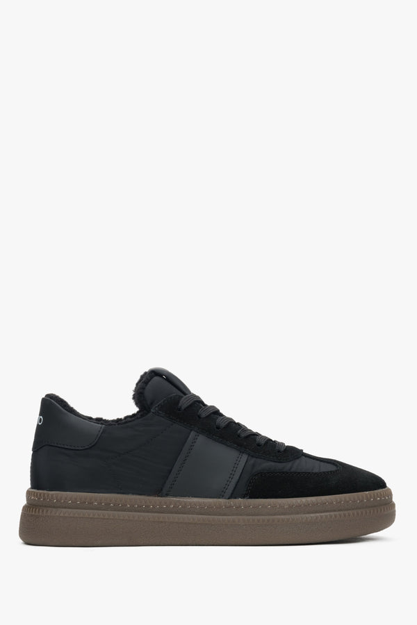 Women's Black Winter Low-Top Sneakers with Fur Lining Estro ER00116049.