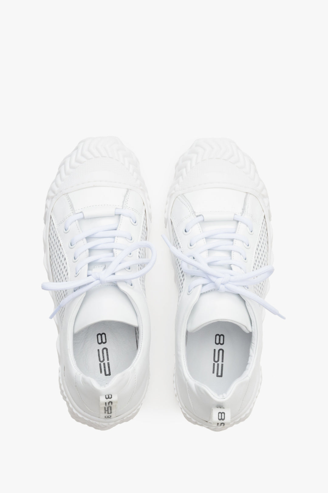 White women's ES 8  sneakers - presentation of the leather summer footwear form above.