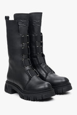 High Insulated Black Women's Leather Ankle Boots Estro ER00112337.