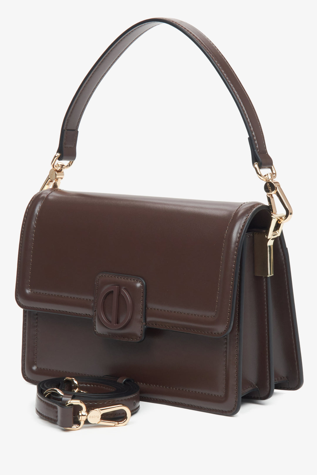 Dark brown leather shoulder bag for women by Estro.