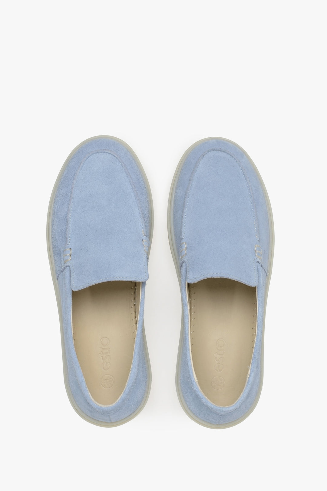 Women's blue loafers made of premium Italian velour.