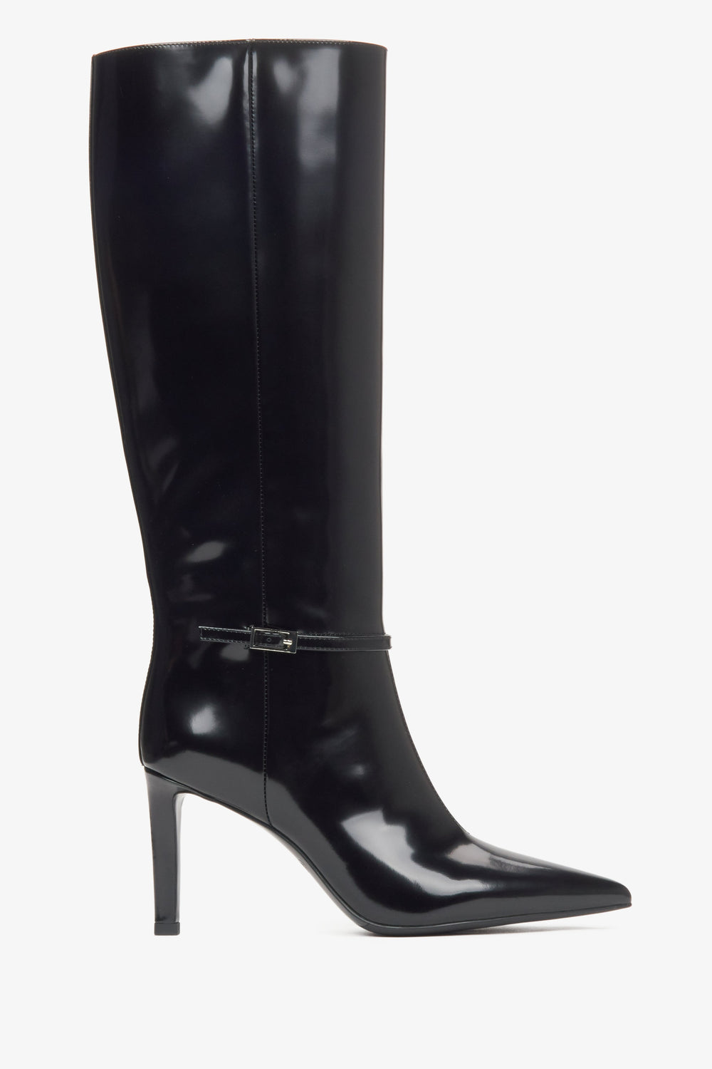 Black Knee-High Boots made of Patent Genuine Leather Estro ER00115871.