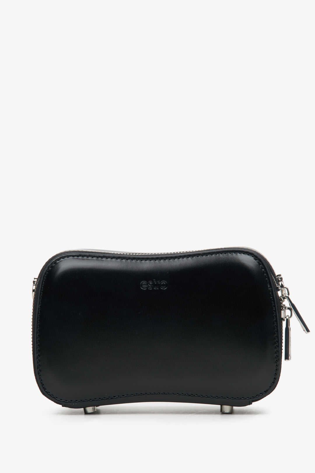 Small women's handbag made of genuine black leather by Estro.
