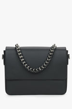 Women's Black Chain Strap Shoulder Bag made of Premium Italian Leather Estro ER00115032.