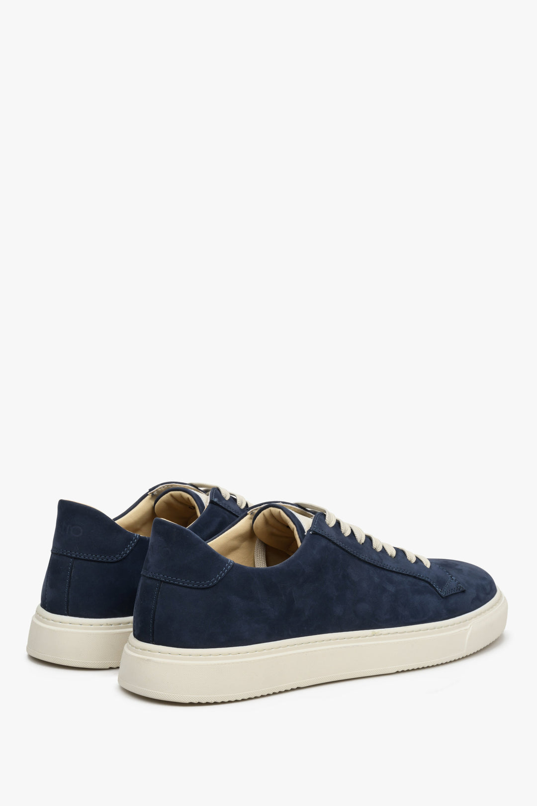 Navy blue nubuck men's sneakers for spring Estro - presentation of the sole and side seam.