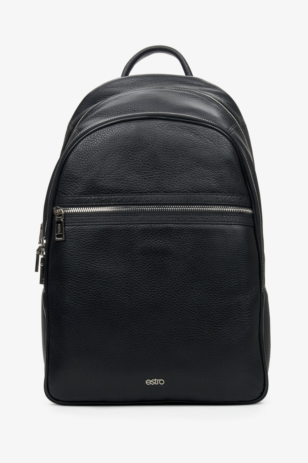 Men's black leather backpack by Estro.