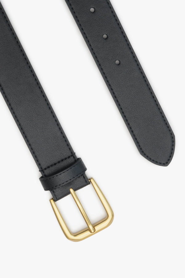 Black women's belt with gold buckle Estro.