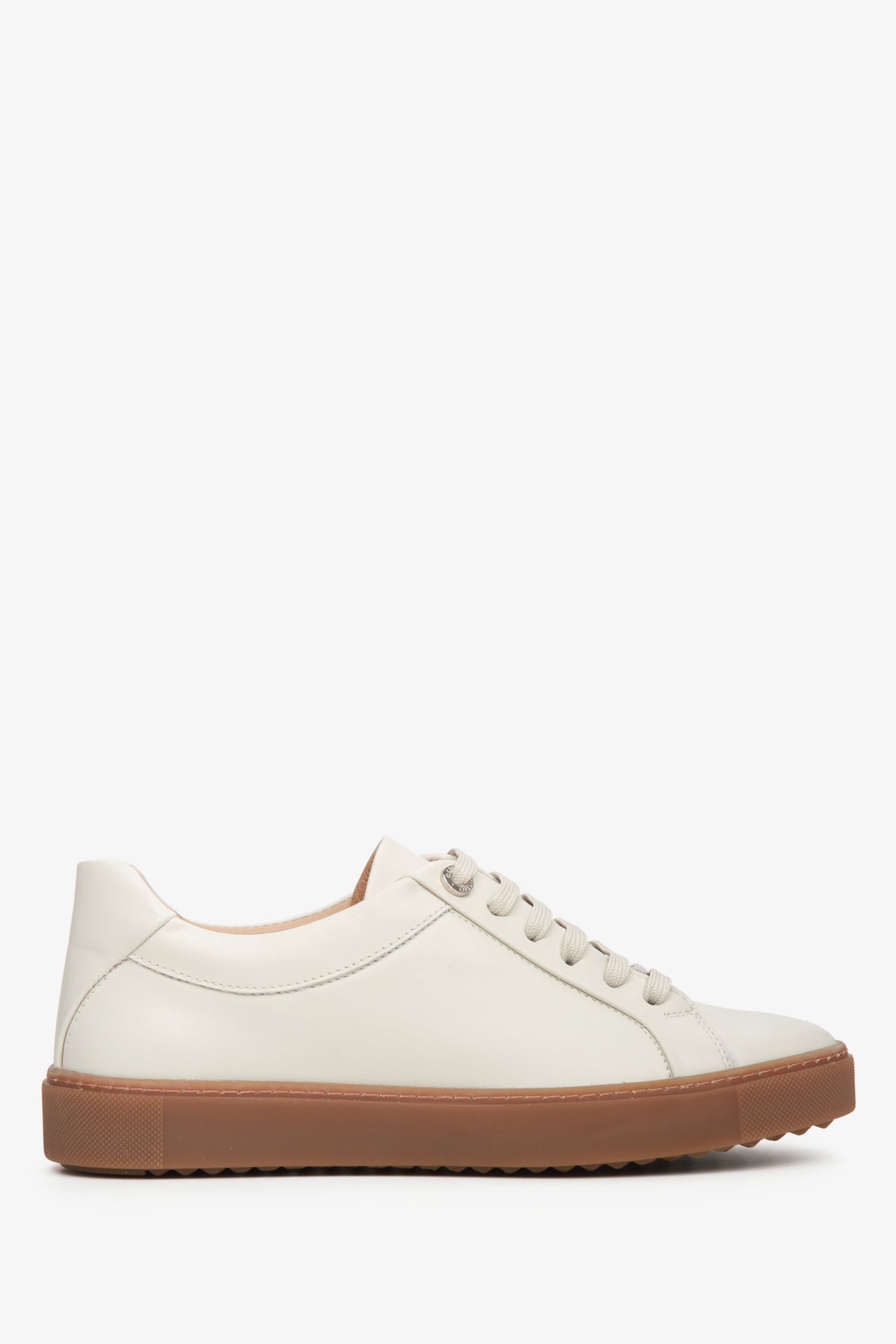 Women's Light Beige Platform Sneakers made of Genuine Leather Estro ER00114676.