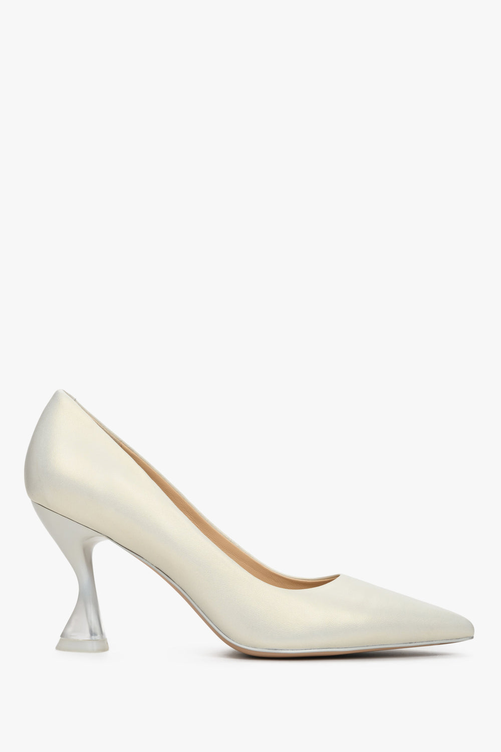 Women's Pearlescent High-Heeled Pumps made of Genuine Leather Estro ER00112787.