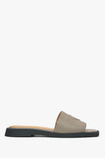 Women's Grey Leather Flat Sandals Estro ER00115191