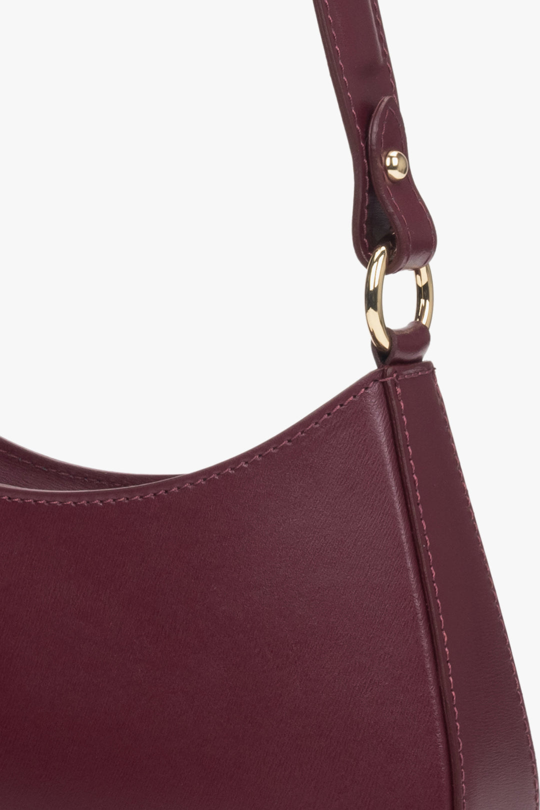 Women's Italian genuine leather shoulder bag in burgundy.