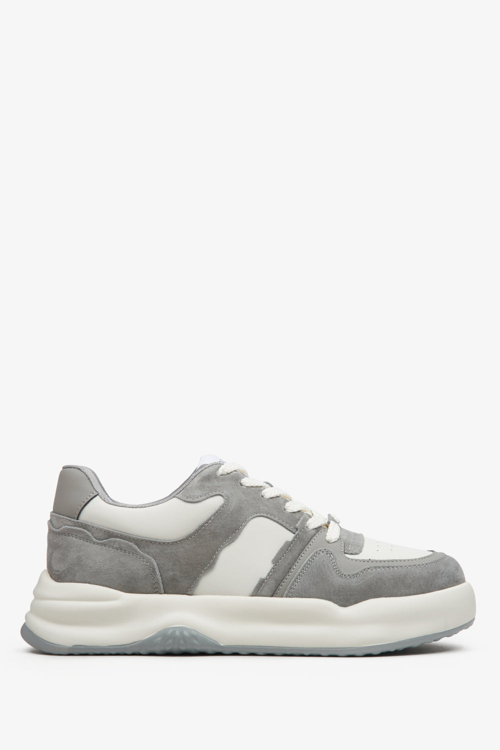 Grey & White Velour & Leather Women's Sneakers Estro ER00114662
