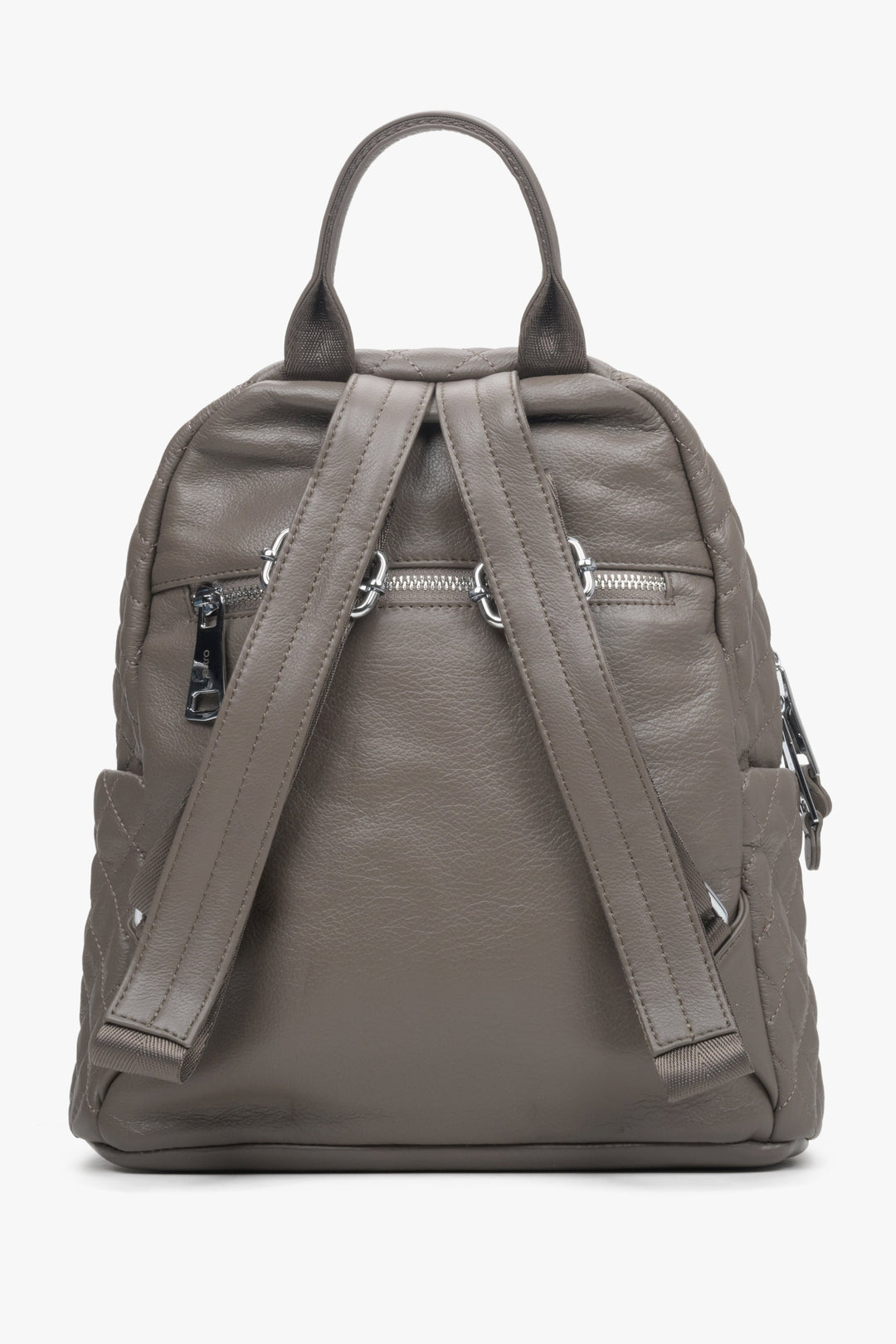 Women's dark grey urban backpack by Estro - close-up of the back.