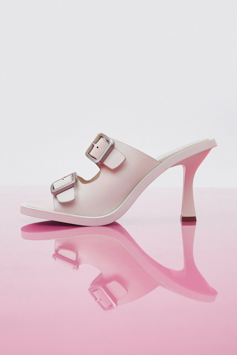 Women's White Stiletto Mules made of Genuine Leather Estro ER00112693.