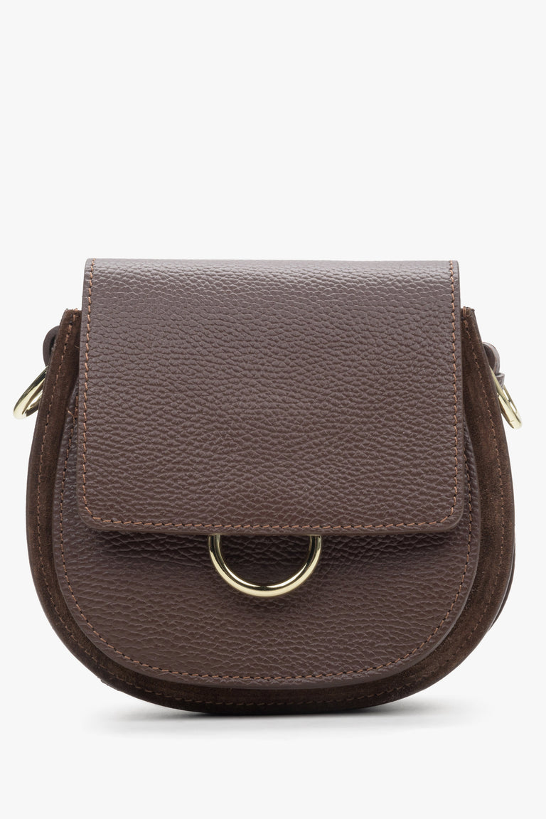 Women's saddle brown crossbody bag made in Italy.