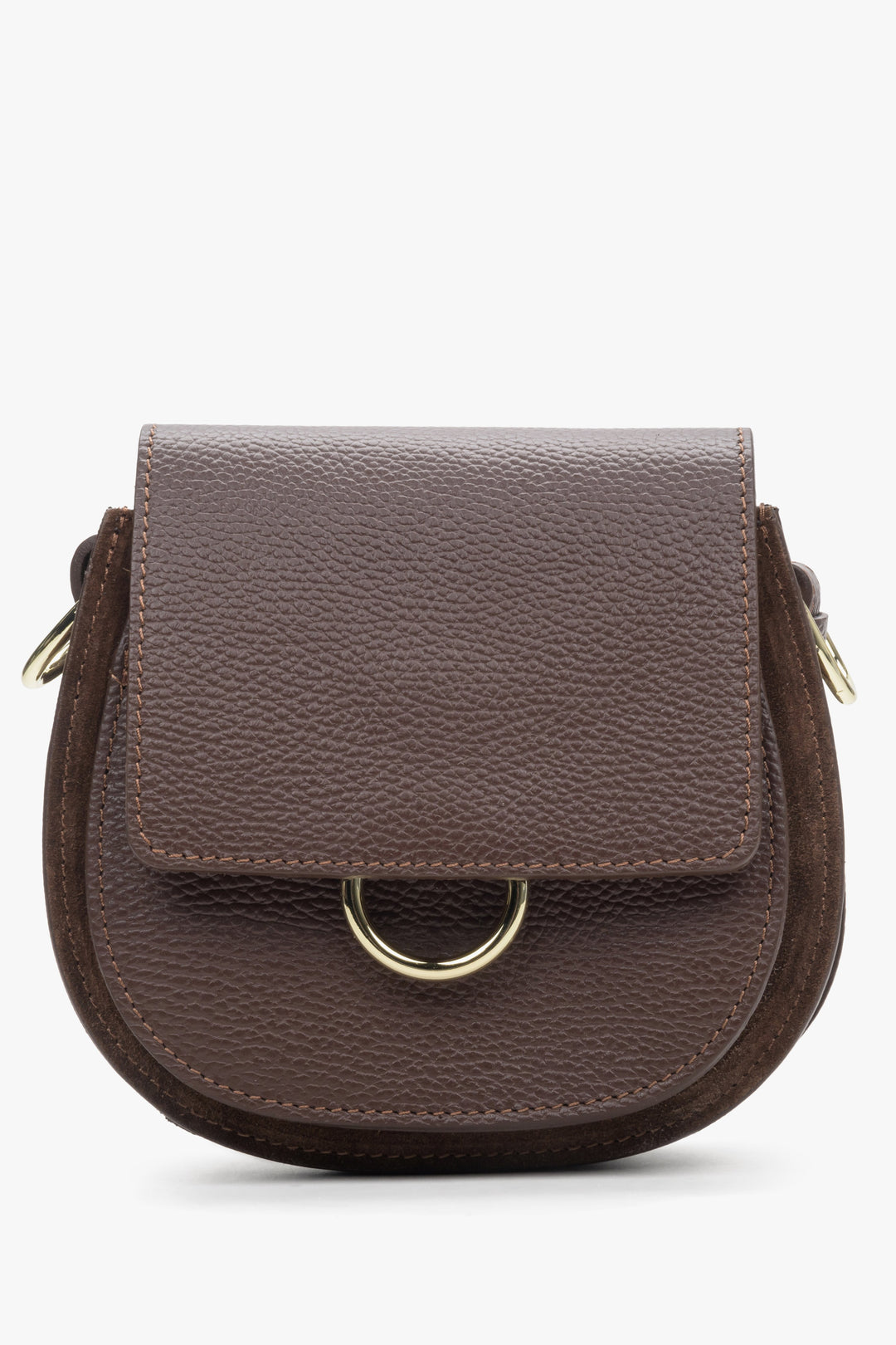 Women's saddle brown crossbody bag made in Italy.