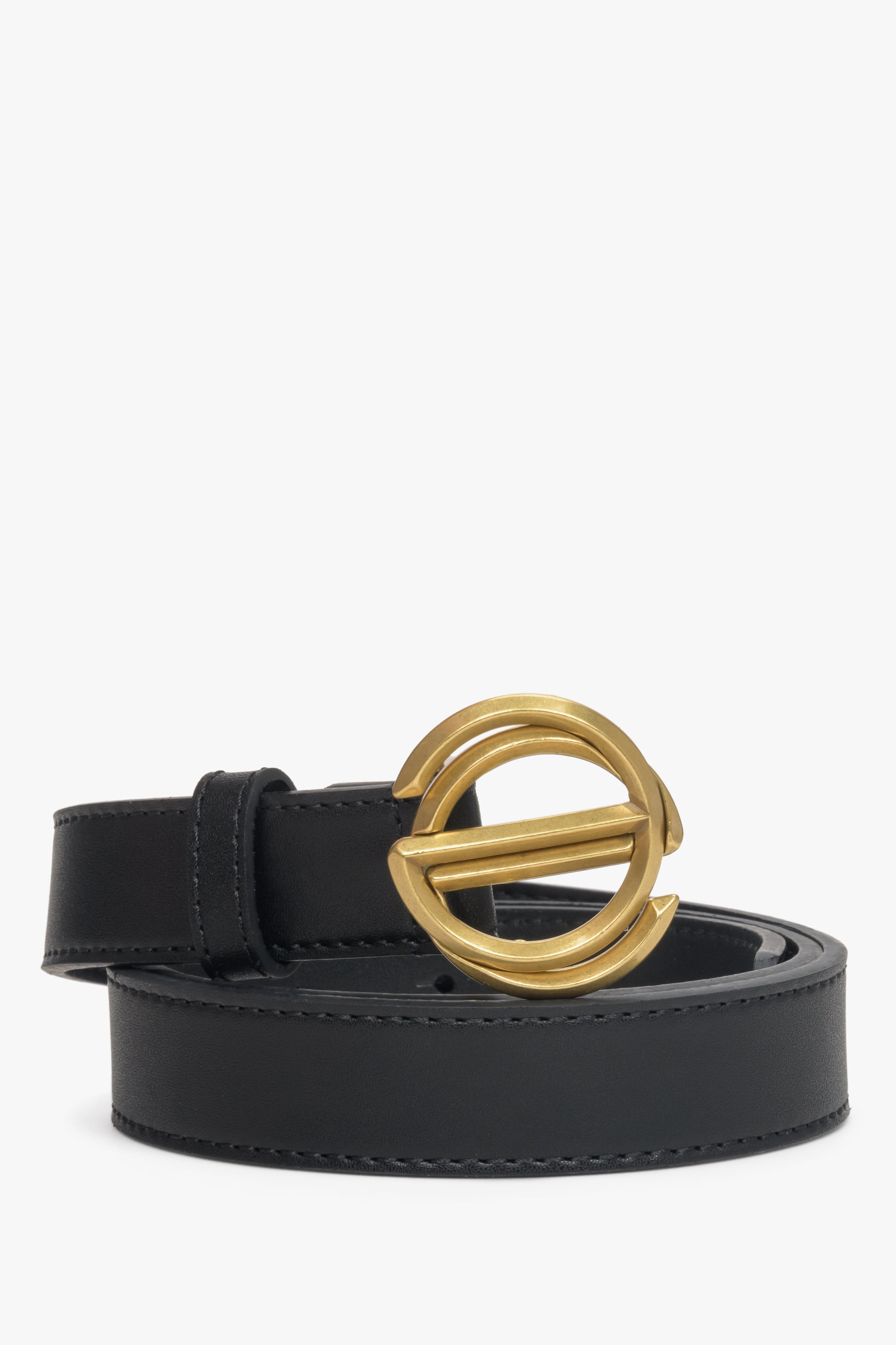 Black women's belt with gold buckle Estro.