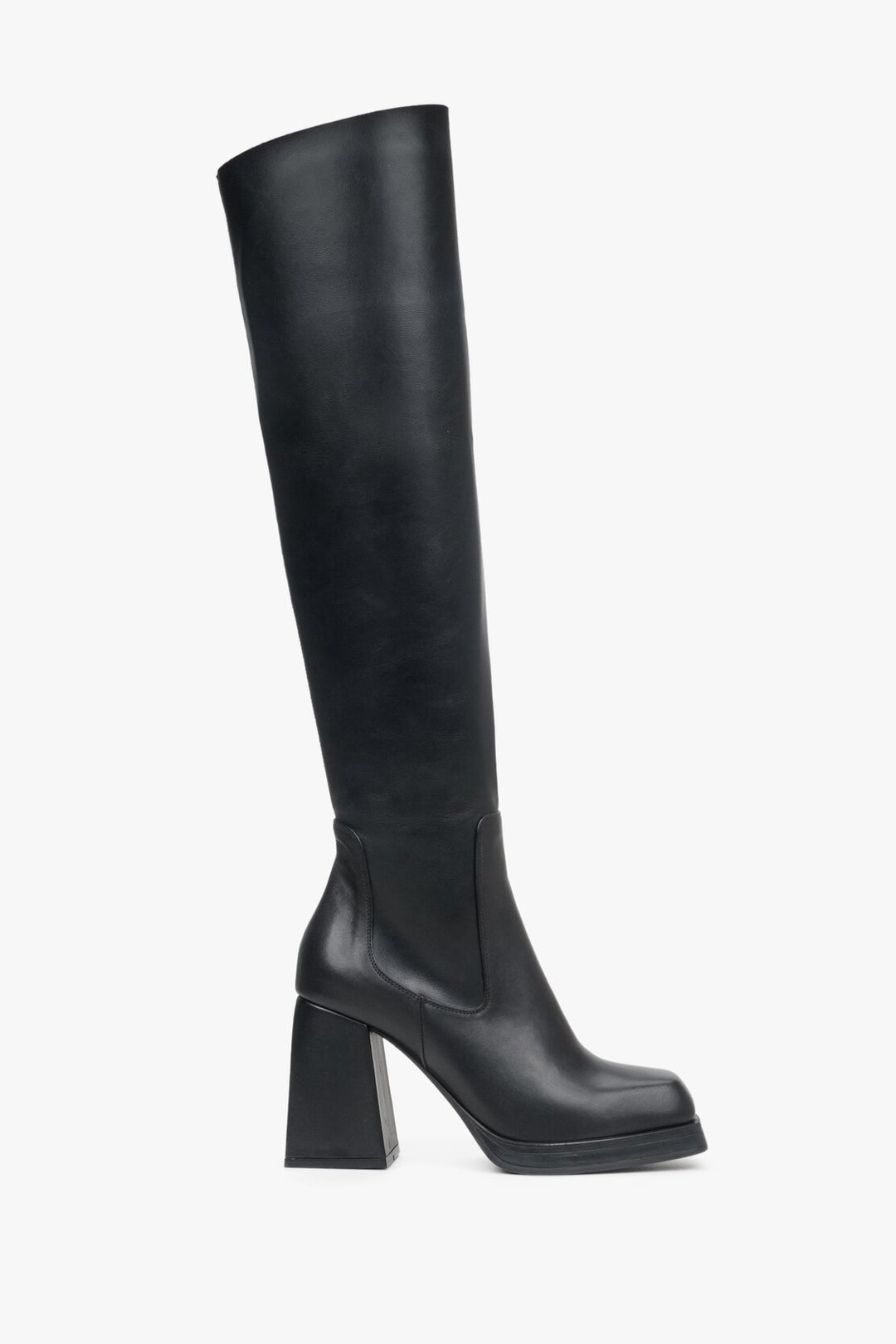 Women's Black High-Heeled Leather Boots Estro ER00112018.