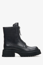 Women's Black Boots made of Genuine Leather with Decorative Zipper Estro ER00114331.