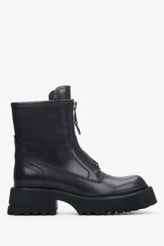 Women's Black Boots made of Genuine Leather with Decorative Zipper Estro ER00114331.