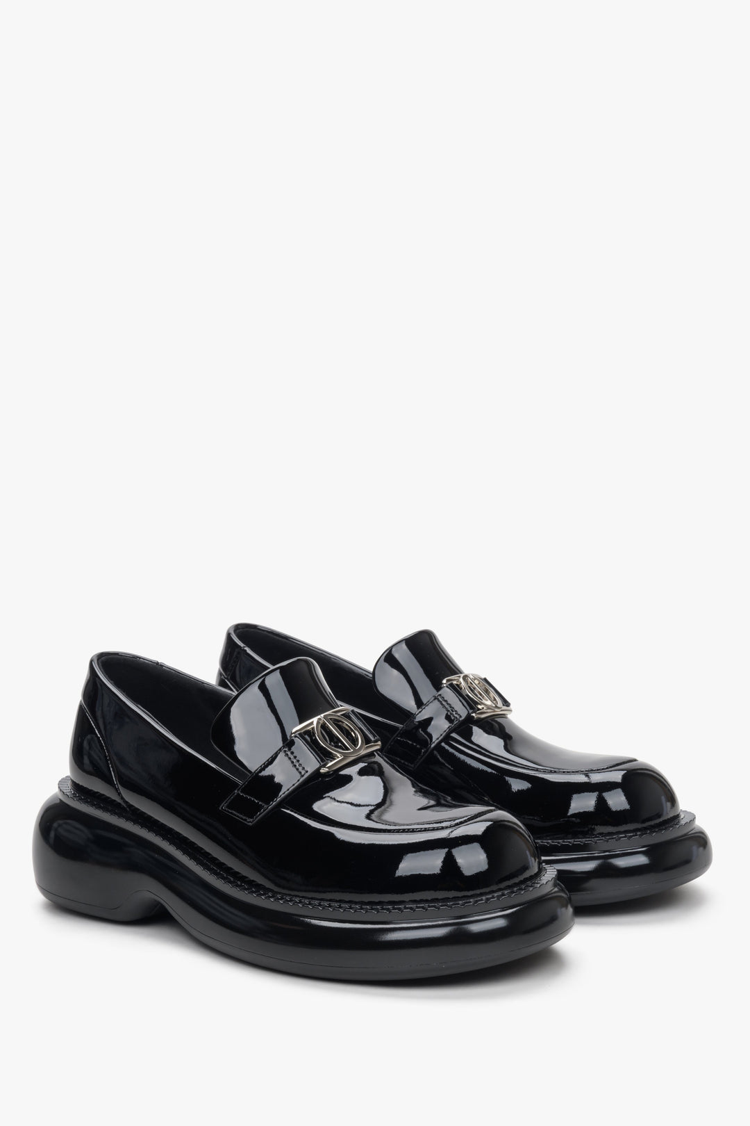 Women's Black Patent Leather Loafers Estro ER00114179