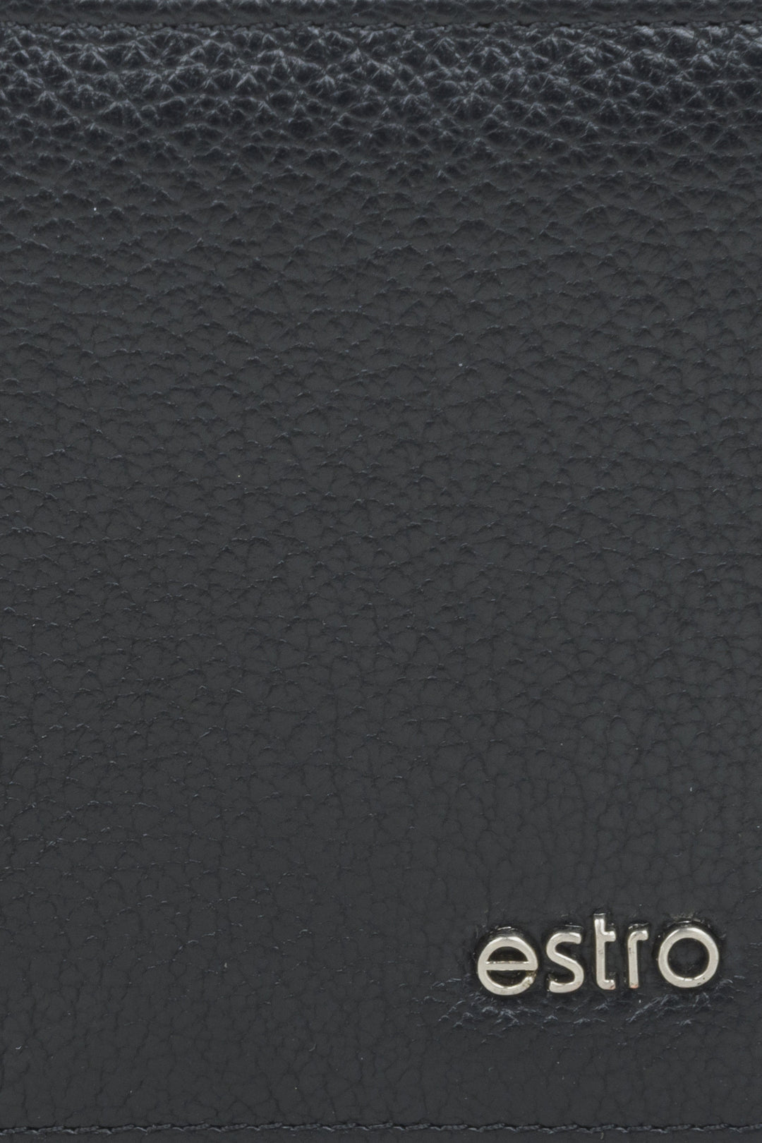 Handy men's black Estro wallet - close-up on details.