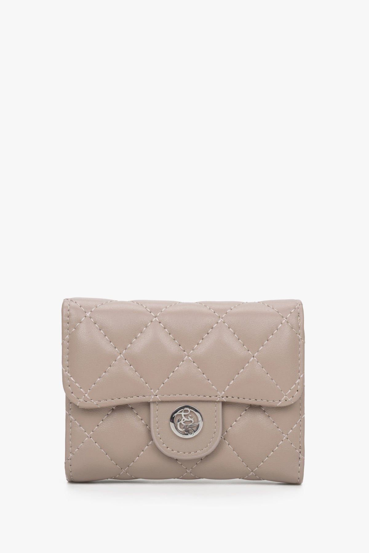 Women's Tri-Fold Small Light Pink Wallet with Decorative Embossing Estro ER00114478.
