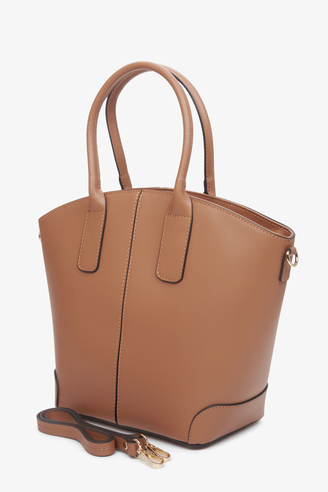 Women's brown shopper bag made of genuine leather.