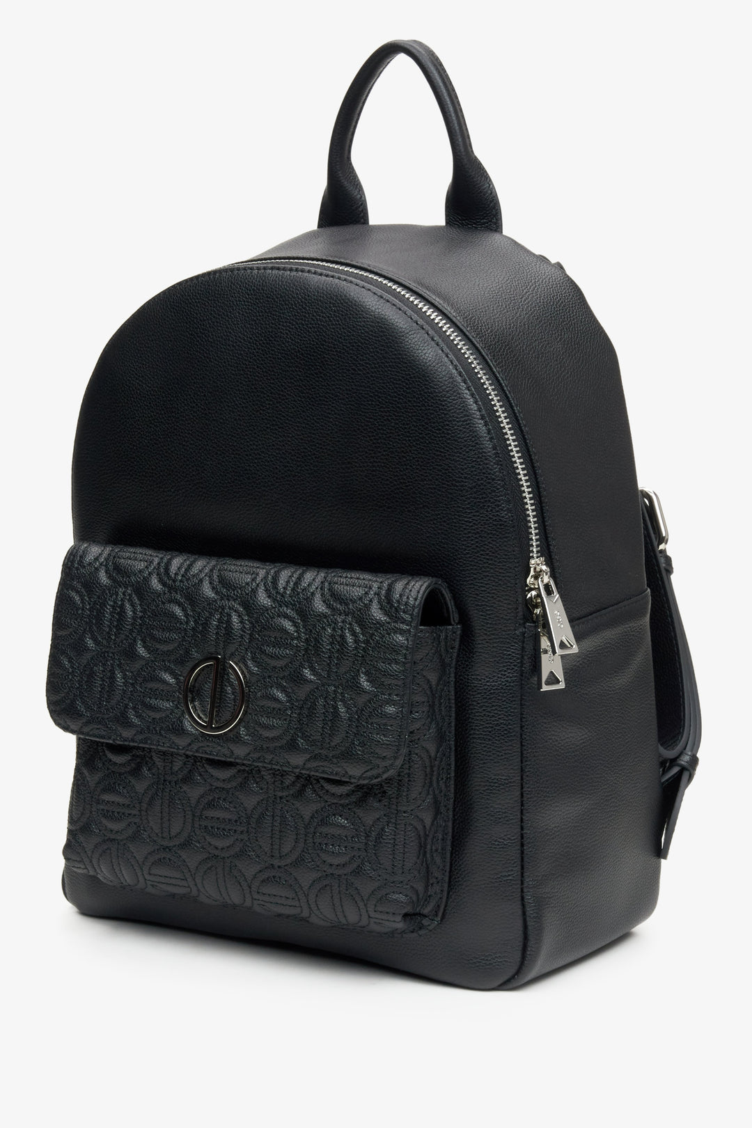 Women's black leather backpack by Estro.