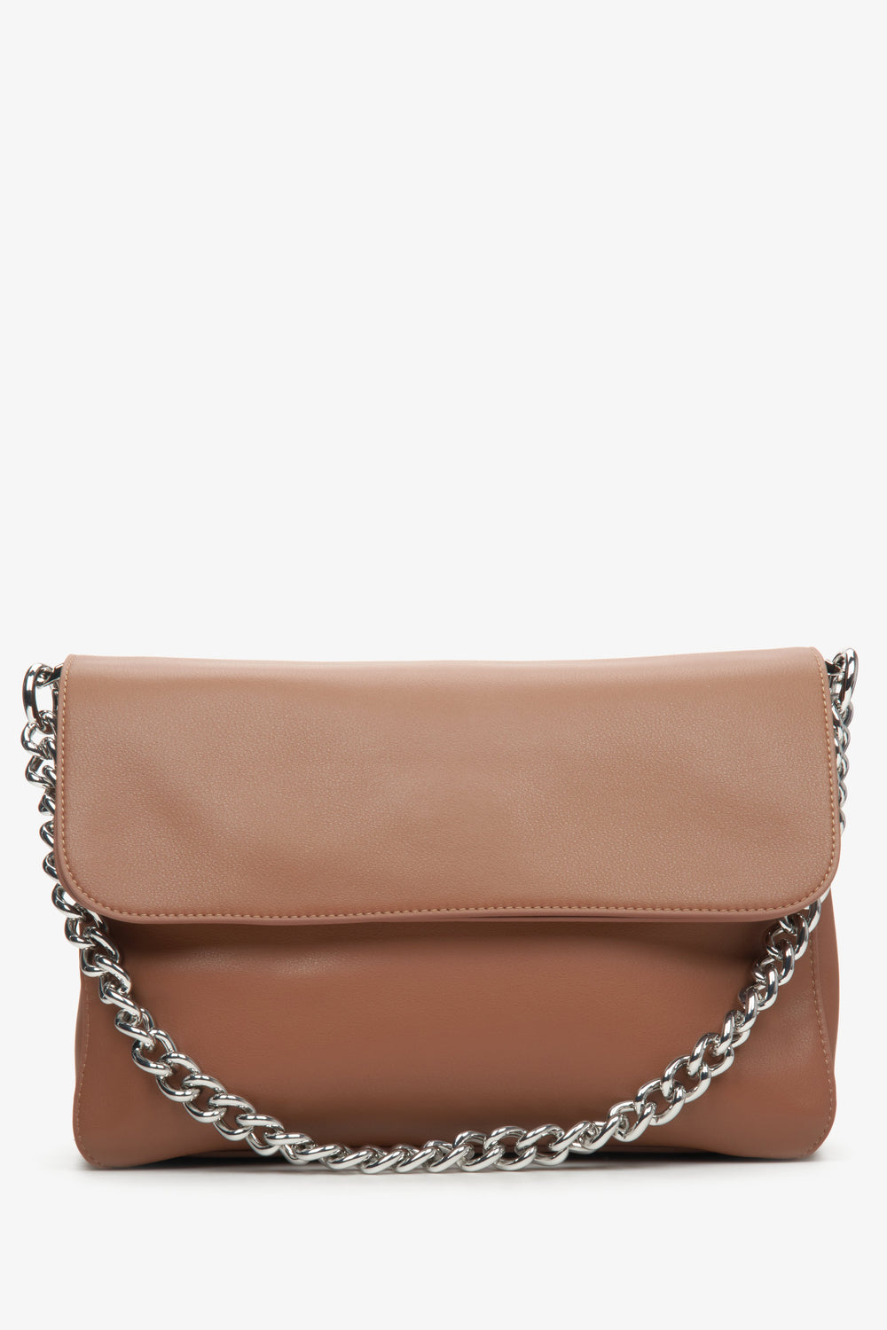 Women's Brown Crossbody Bag with Chain made of Genuine Leather Estro ER00113762.