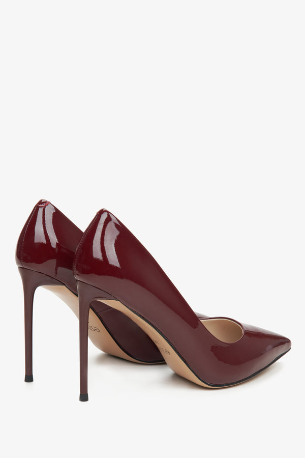 Burgundy women's high-heeled pumps Estro made of genuine  leather.