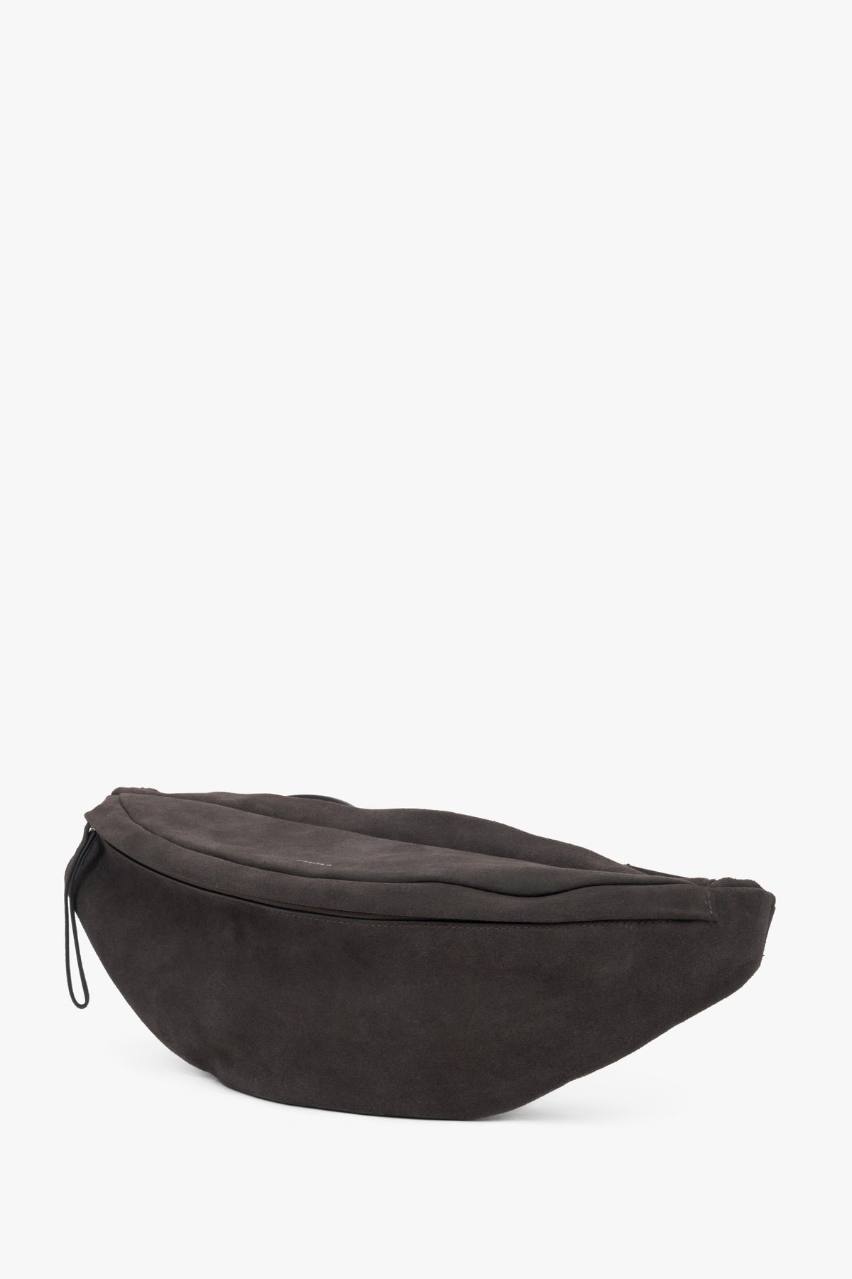 Estro – women's fanny pack made of dark brown natural velour.