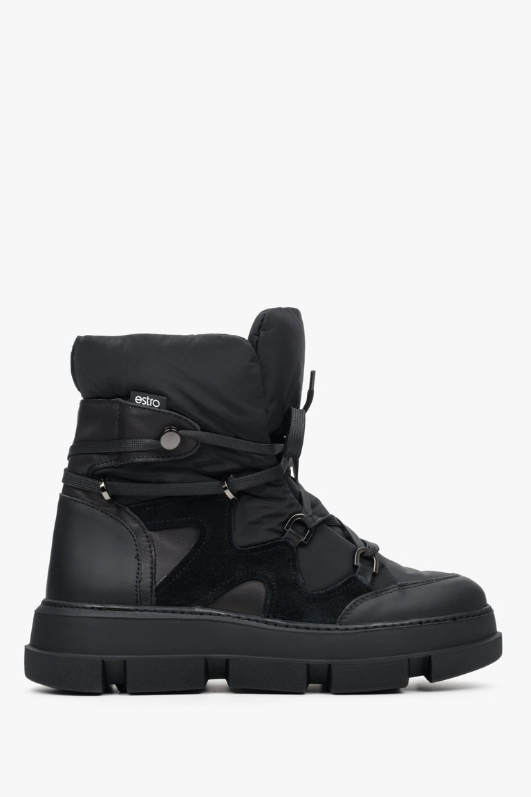 Women's Black Winter Snow Boots with Laces Estro ER00112455.