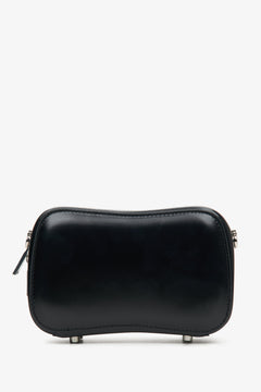 Women's black leather handbag by Estro - reverse side.