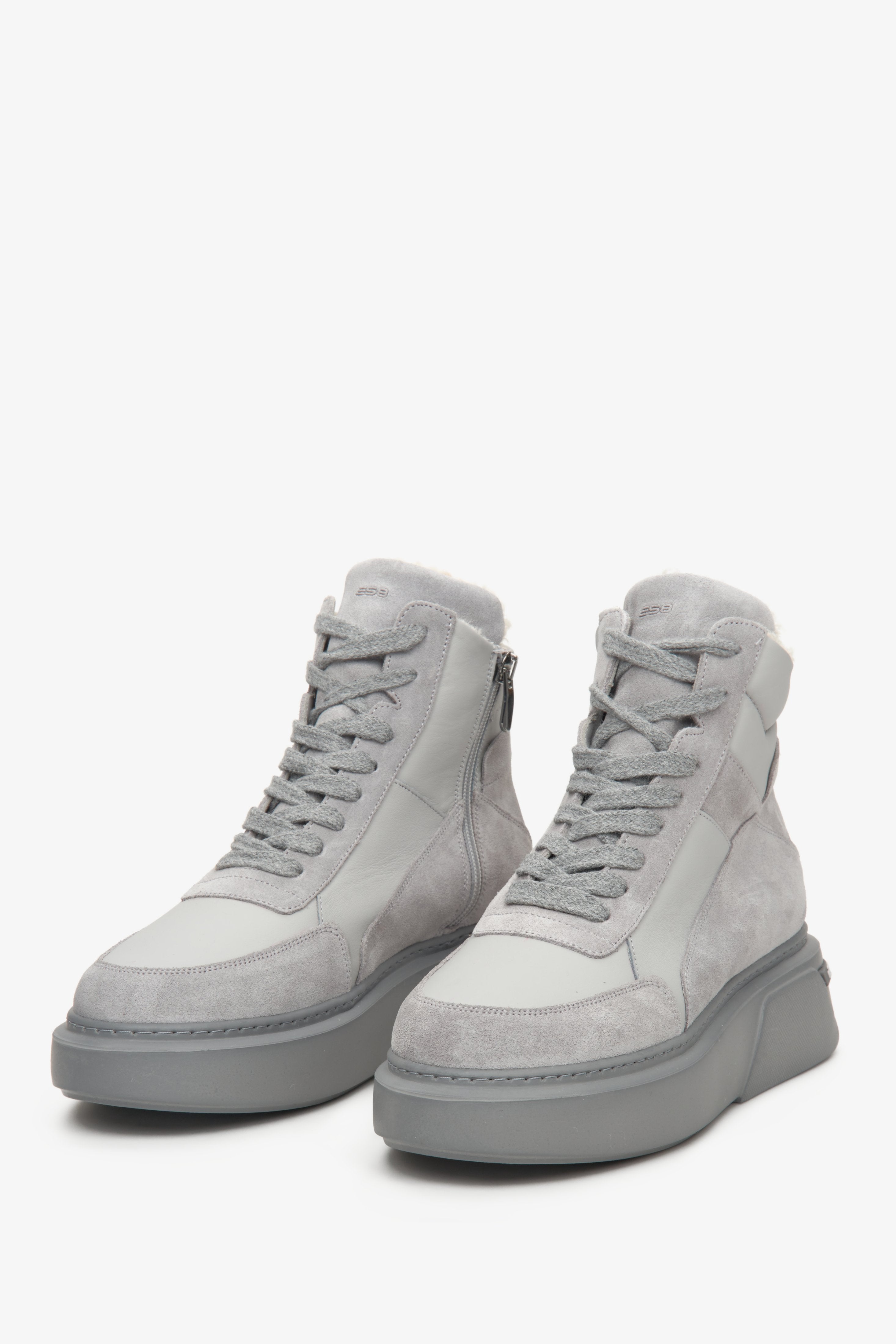 Women's fashion grey high top sneakers by ES 8.