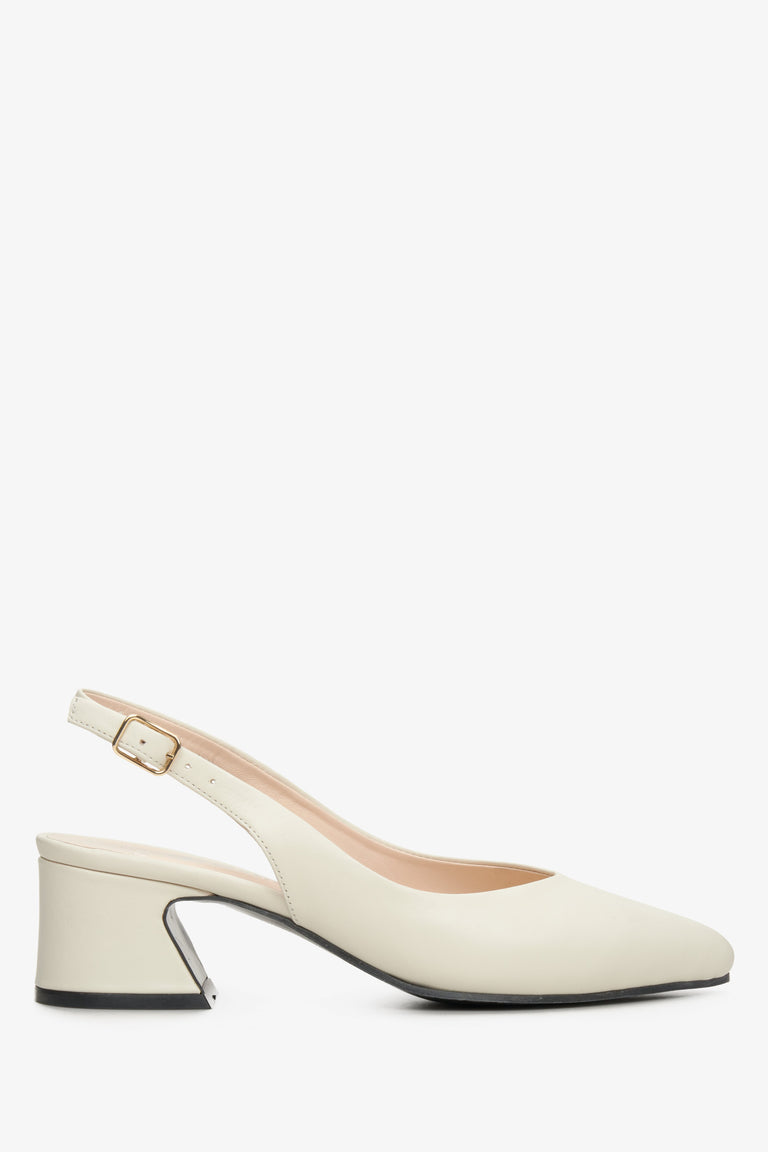 Women's Light Beige Leather Open-Back Pumps Estro ER00112813.