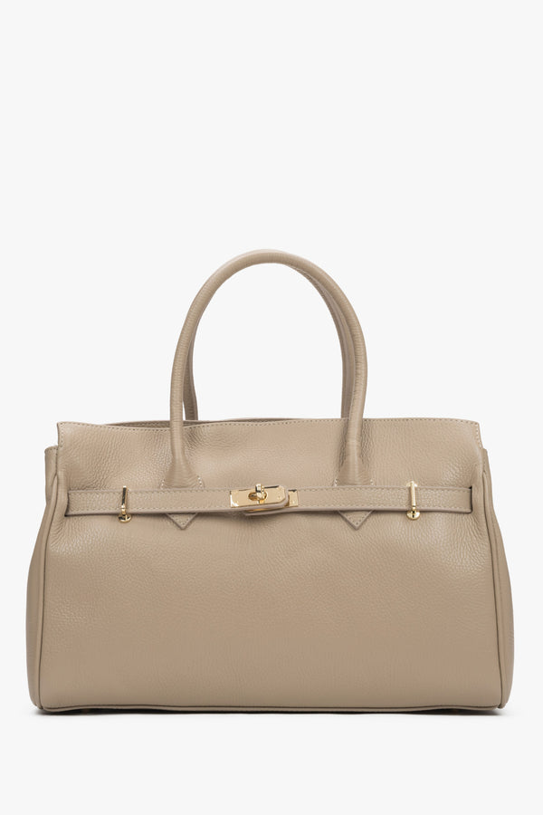 Women's Large Beige Bag made of Premium Italian Genuine Leather Estro ER00116801.