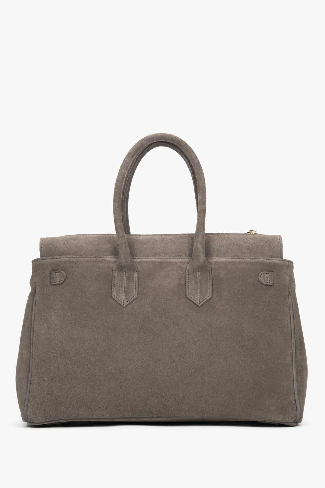 Women's large taupe bag by Estro, made of premium Italian genuine velour.