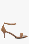 Women's Brown Heeled Sandals made of Genuine Velour Estro ER00116982.