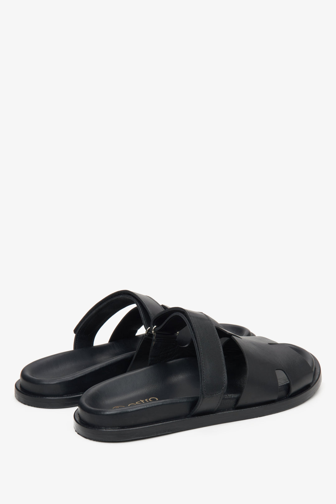 Women's black leather slide sandals Estro.